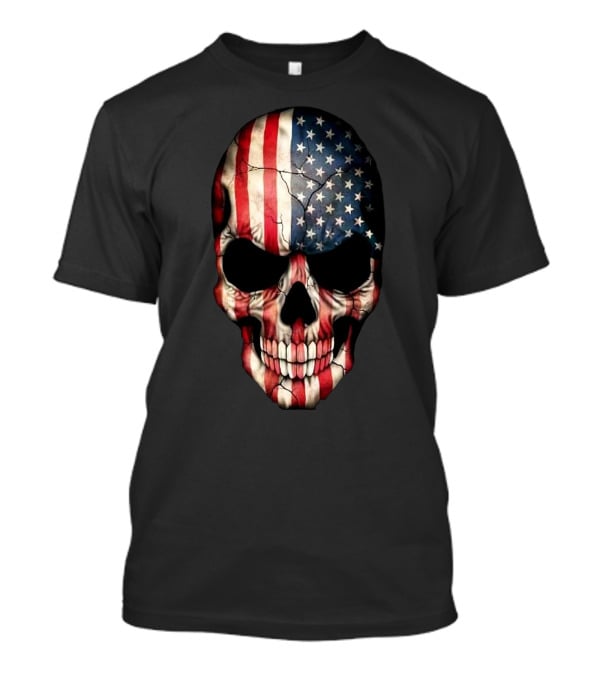 Skull American Flag Stars And Stripes T-Shirt
