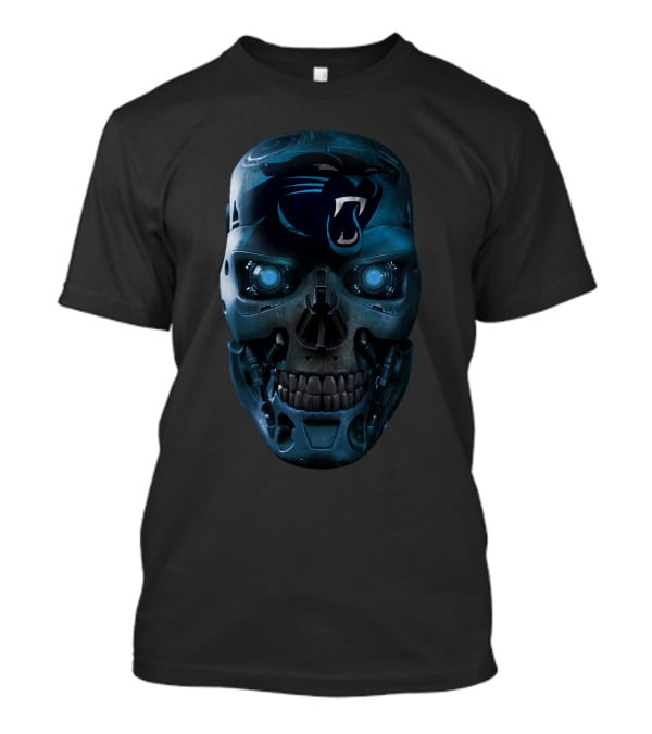 SKULL PANTHERS CAROLINA FUTURISTIC ROBOTIC SKULLFACE T-Shirt