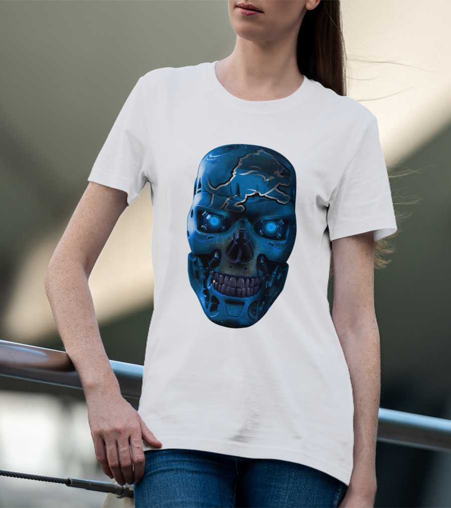 Detroit Lions Cyber Skull T-Shirt