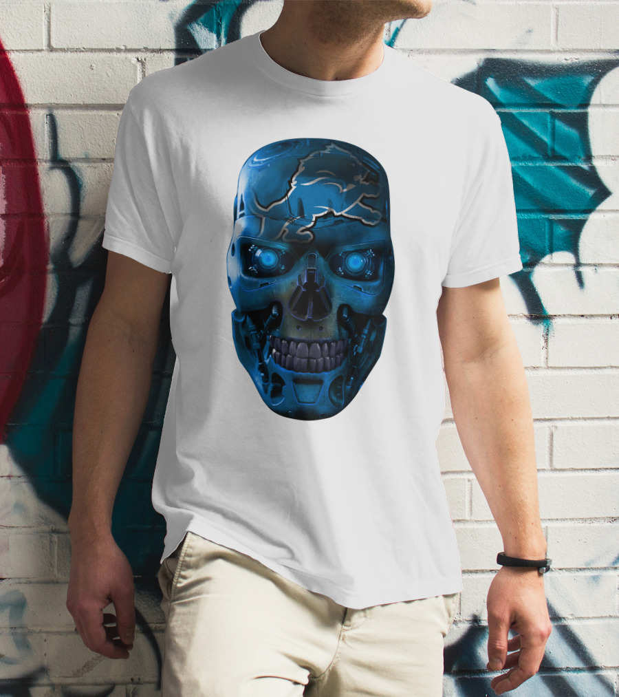 Detroit Lions Cyber Skull T-Shirt