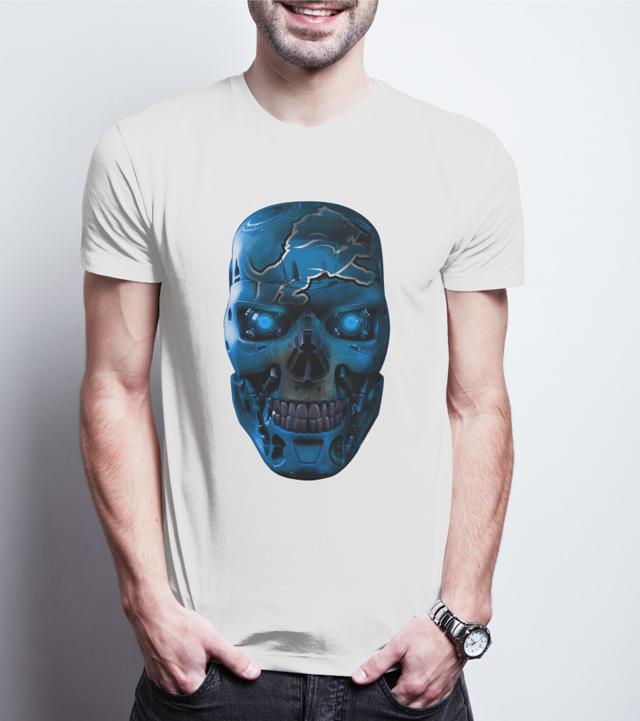 Detroit Lions Cyber Skull T-Shirt