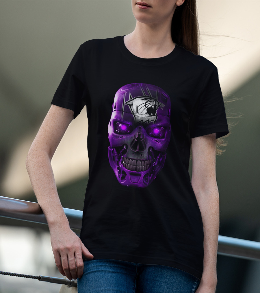 Northwestern Wildcats Skull Robot Face T-Shirt