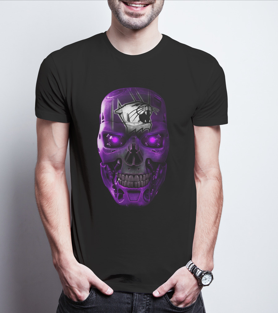 Northwestern Wildcats Skull Robot Face T-Shirt