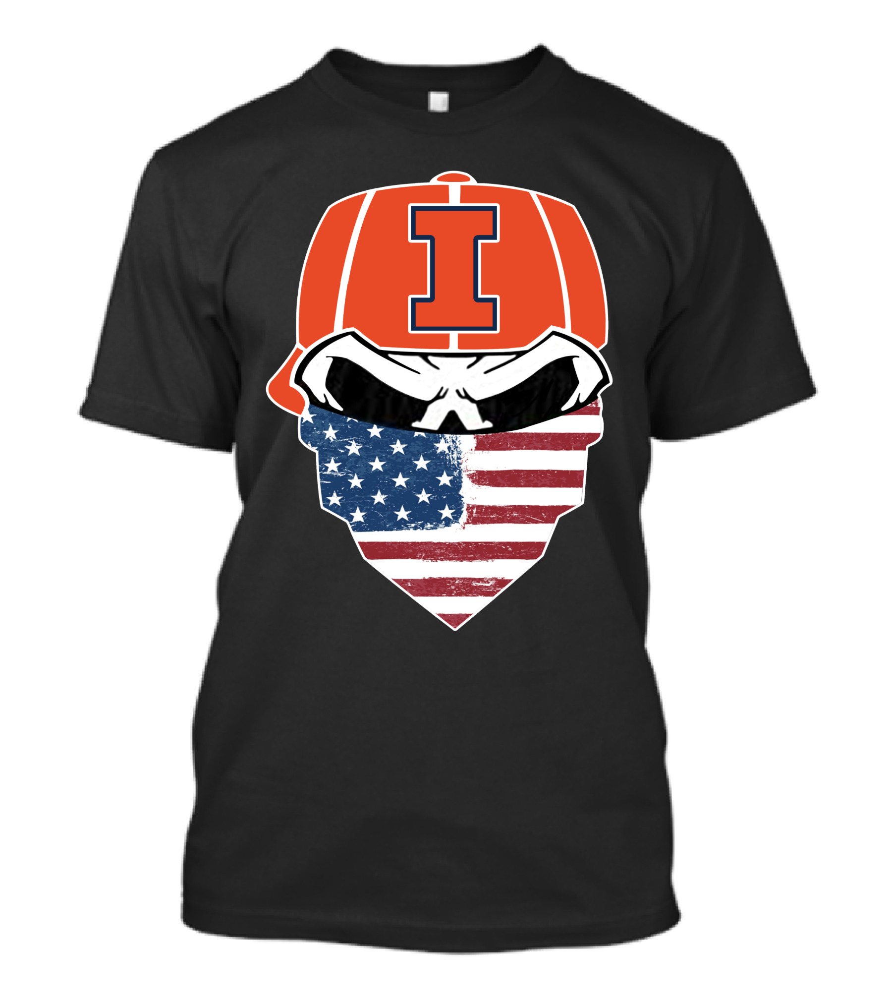 Illinois Skull Logo American Flag Bandana T-Shirt