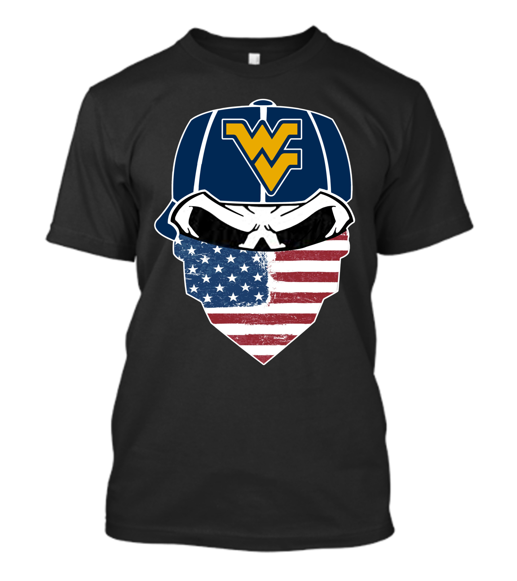 Mountaineers Skuls American Flag Bandana WV T-Shirt