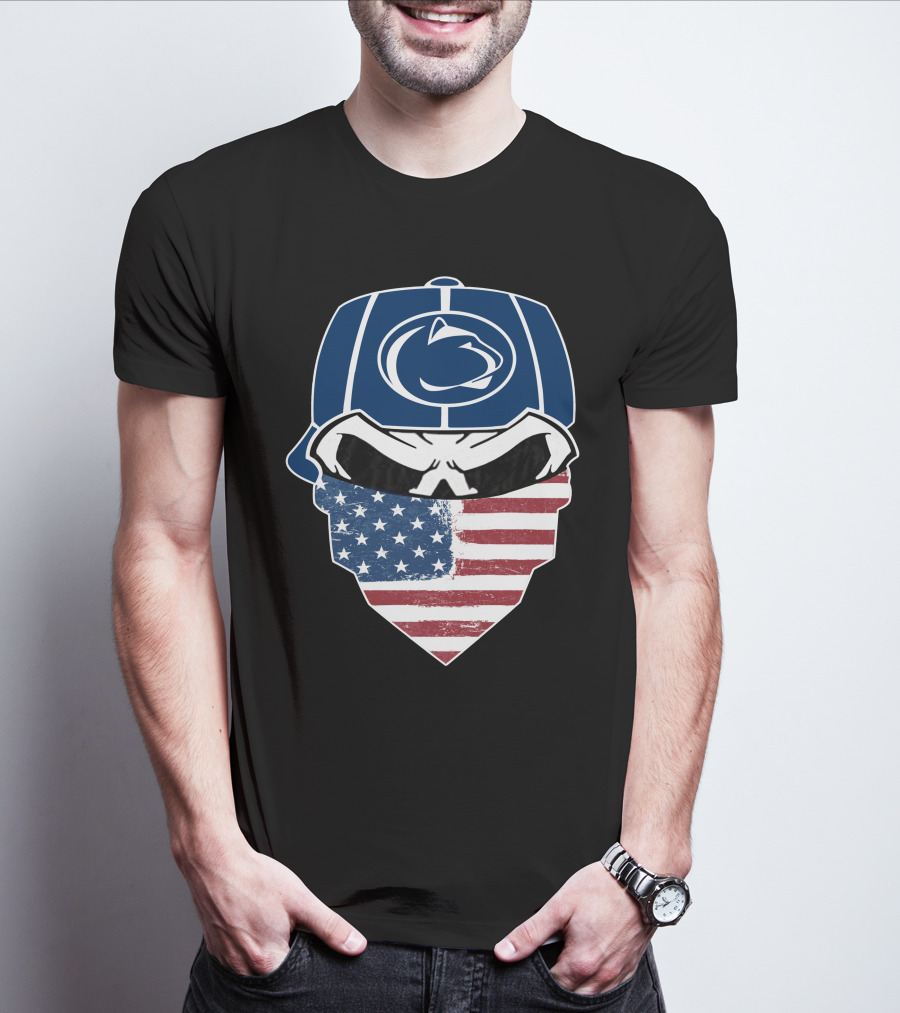 Penn State Skulls American Flag Bandana T-Shirt