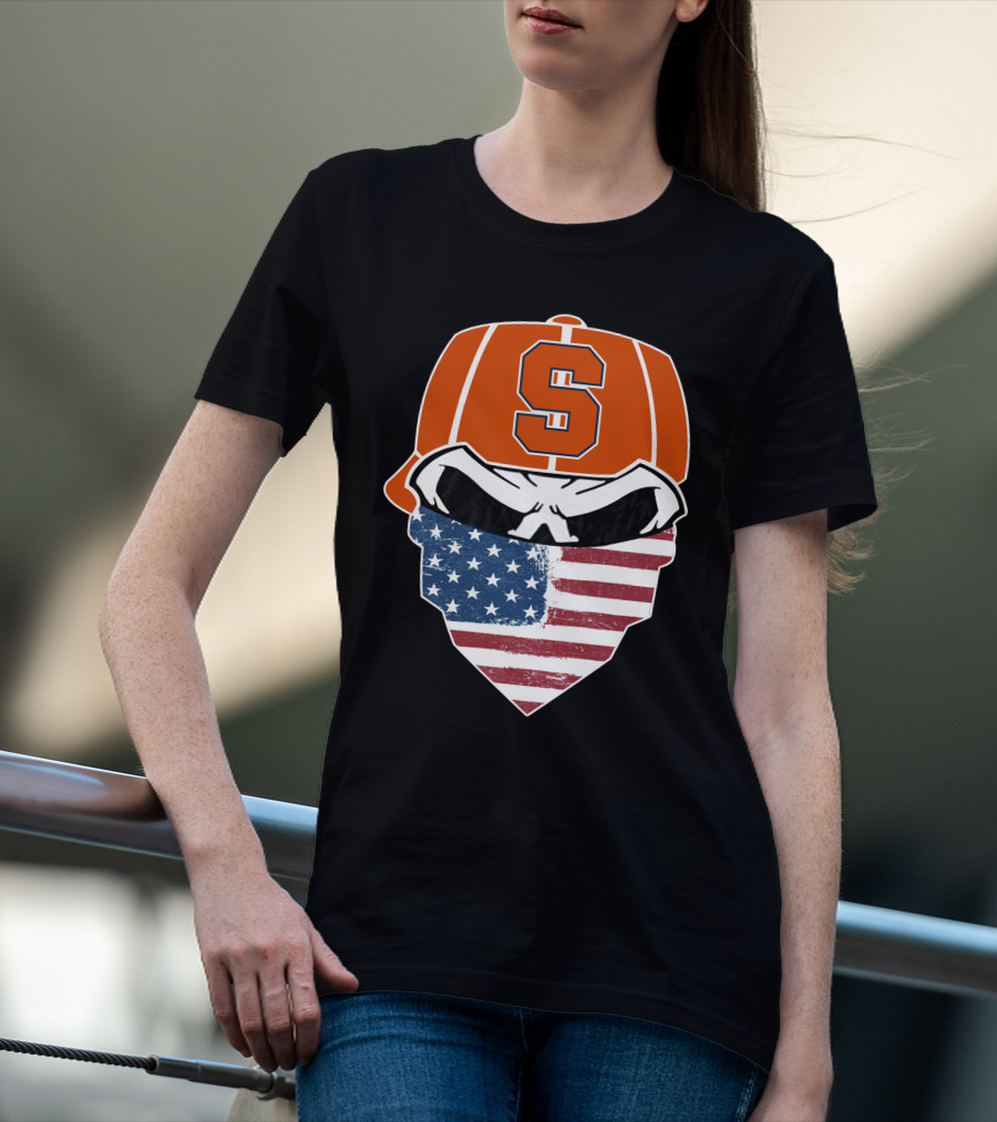 Syracuse Orange Skull American Flag T-Shirt