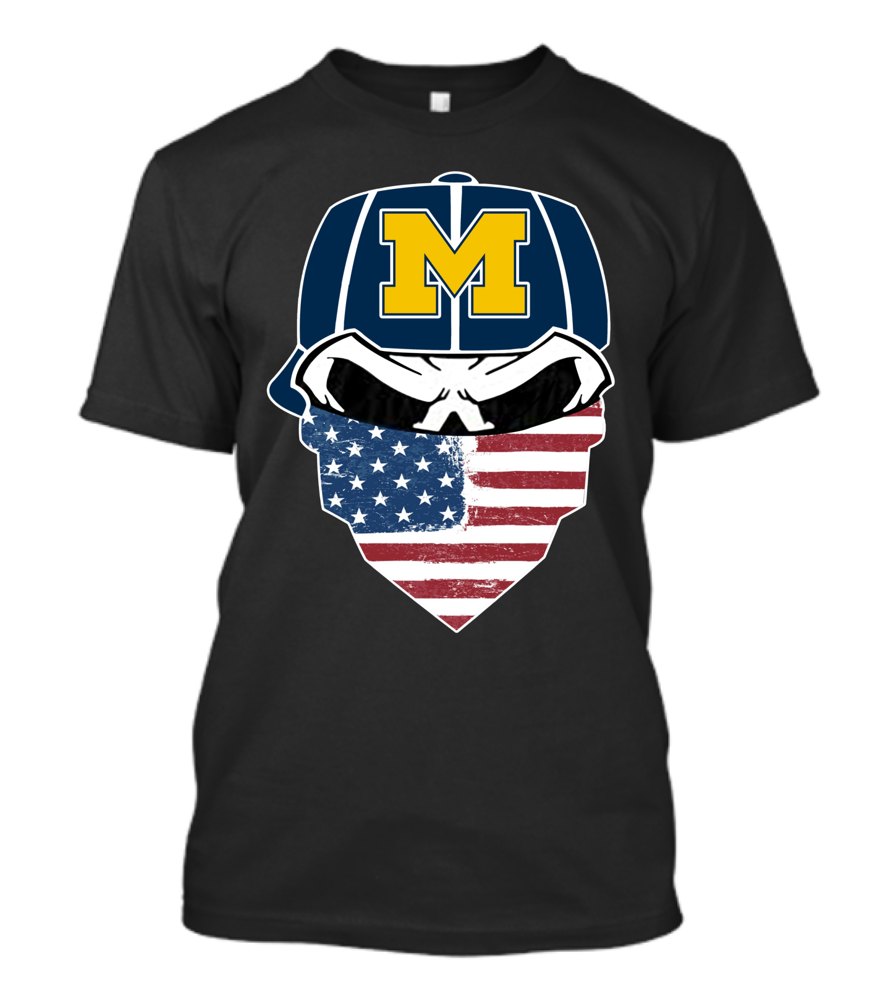 Wolverines Skulls M American Flag Bandana T-Shirt