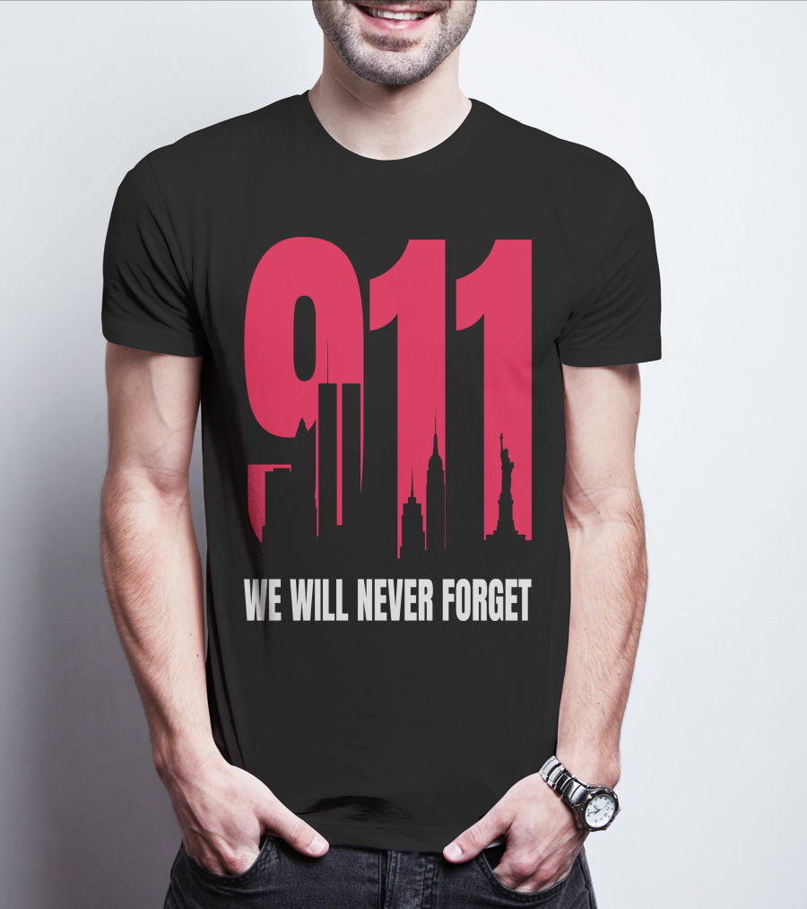 9.11 We Will Never Forget Patriot Day Skyline T-Shirt