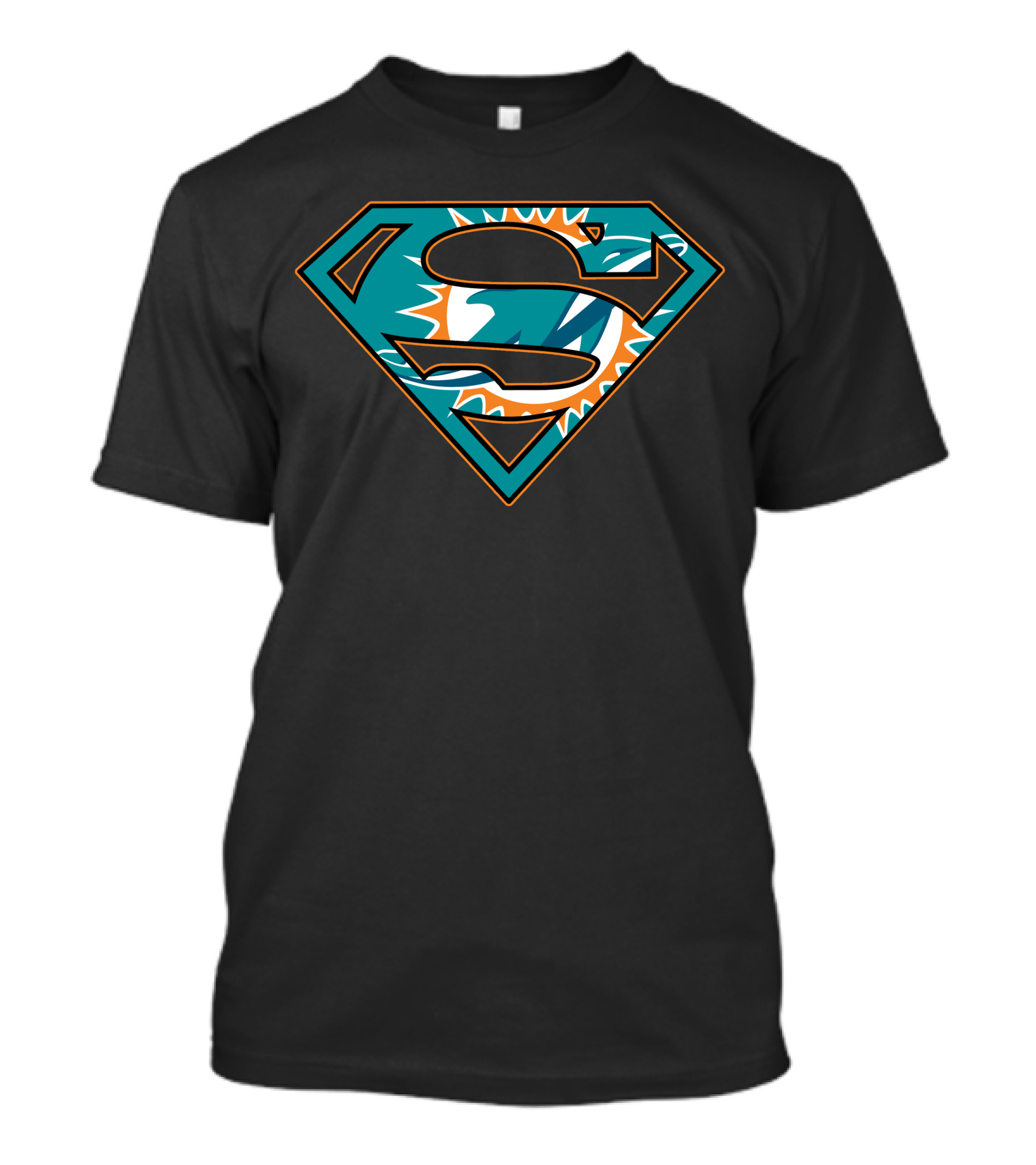 Super Man Miami Dolphins Logo Symbol Combination T-Shirt