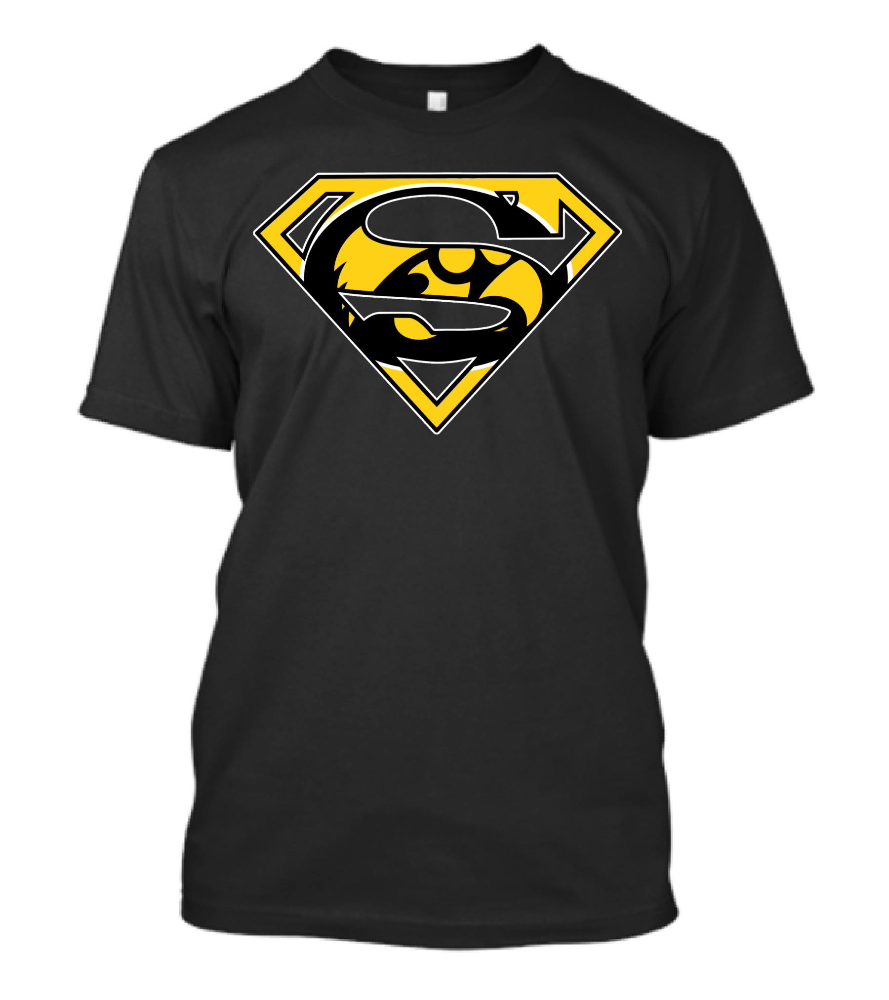Super Man Iowa Hawkeyes Iconic Emblem Fusion T-Shirt