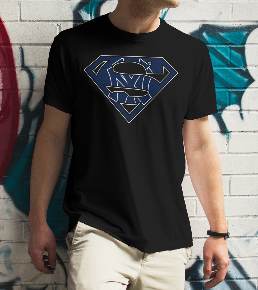 Superman Yankees Logo Fusion Emblem Design Fashion T-Shirt