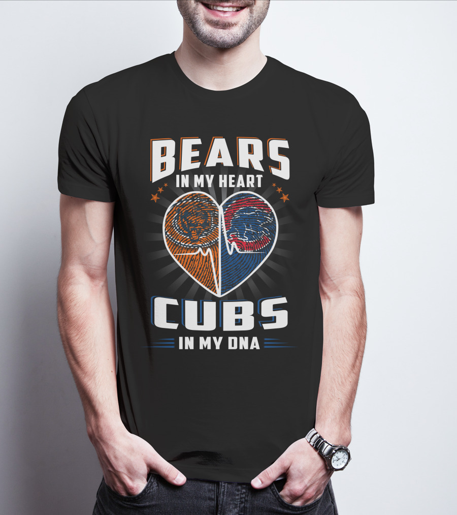Bears In My Heart Cubs In My DNA Football Football Baseball T-Shirt