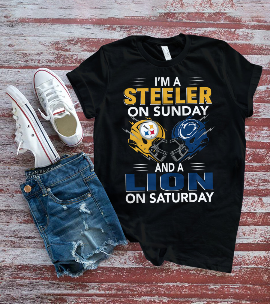 Steeler On Sunday Lion On Saturday Football Helmets T-Shirt