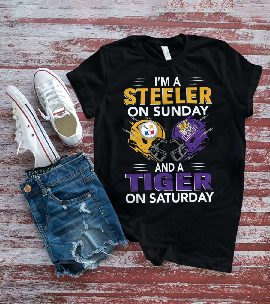 Steeler On Sunday And Tiger On Saturday Helmet T-Shirt
