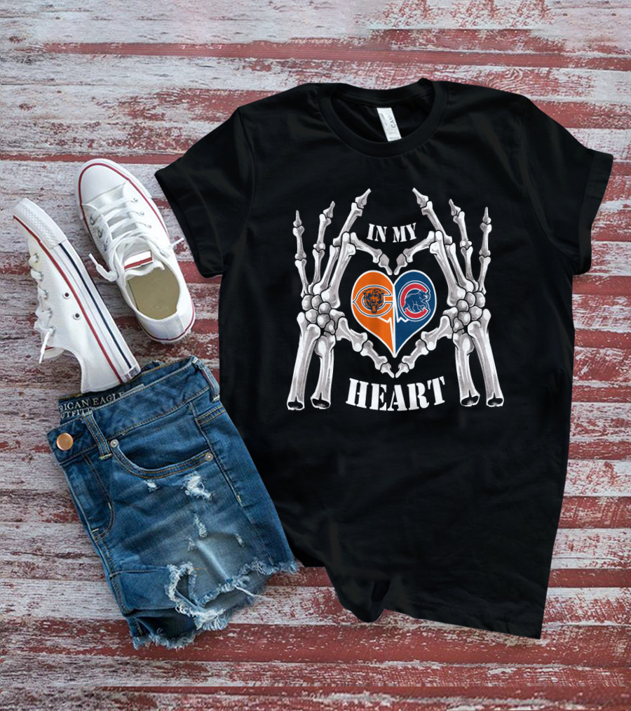 In My Heart Bears Cubs Skeleton Hands T-Shirt