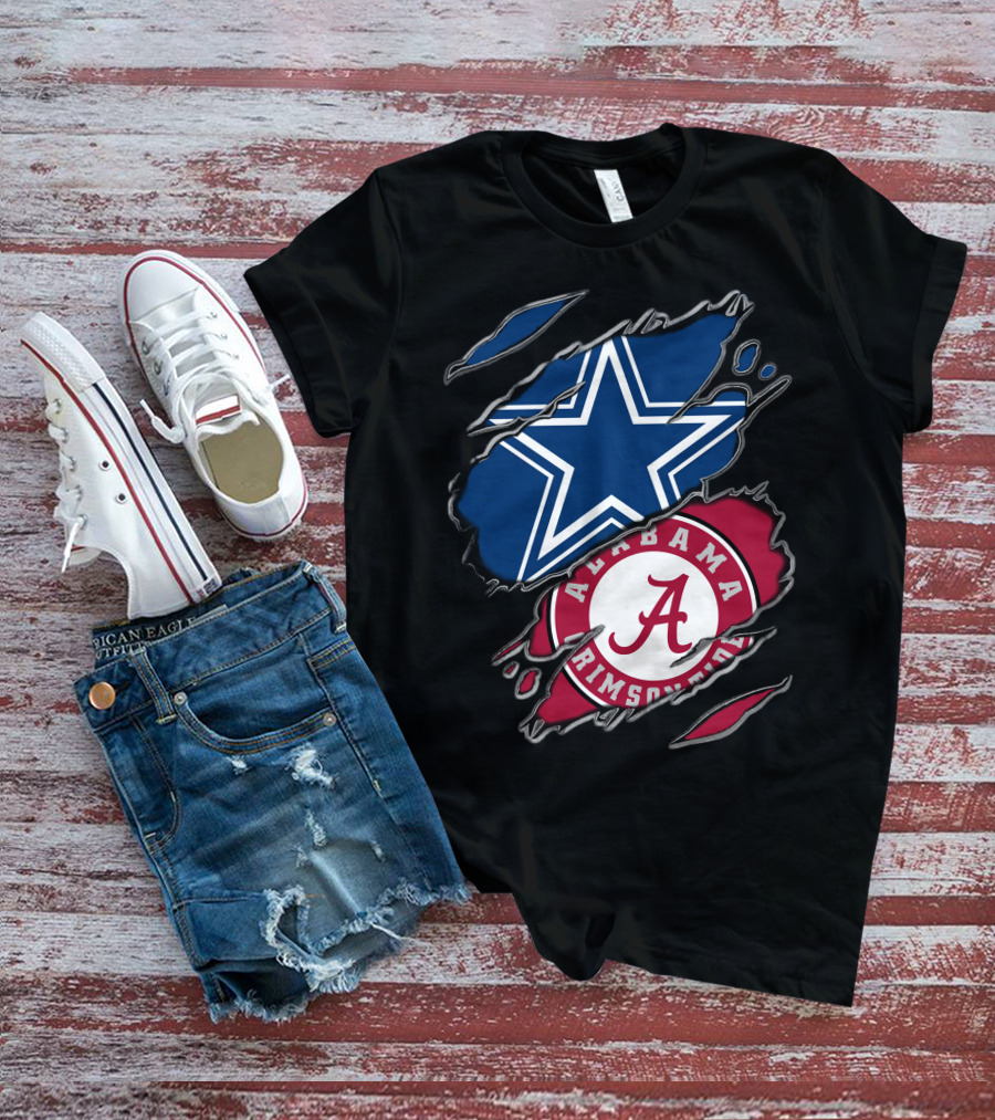 Dallas Cowboys Star Alabama Crimson Tide Crimson And White T-Shirt