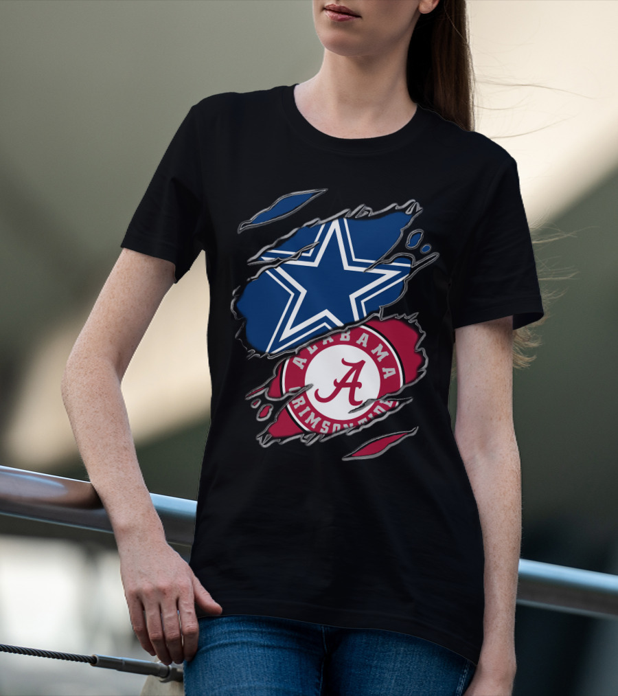 Dallas Cowboys Star Alabama Crimson Tide Crimson And White T-Shirt