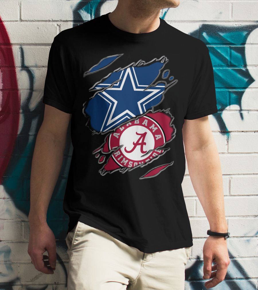 Dallas Cowboys Star Alabama Crimson Tide Crimson And White T-Shirt