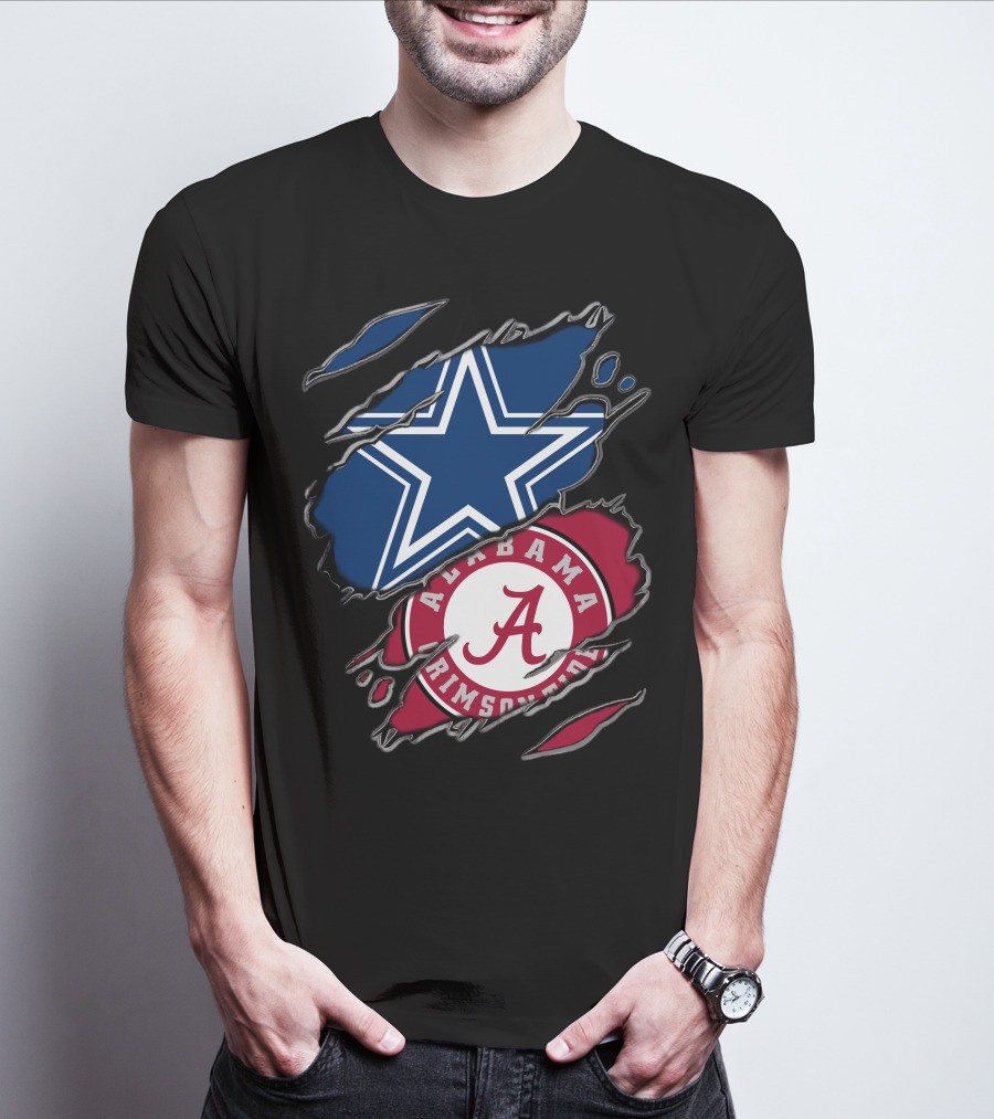 Dallas Cowboys Star Alabama Crimson Tide Crimson And White T-Shirt