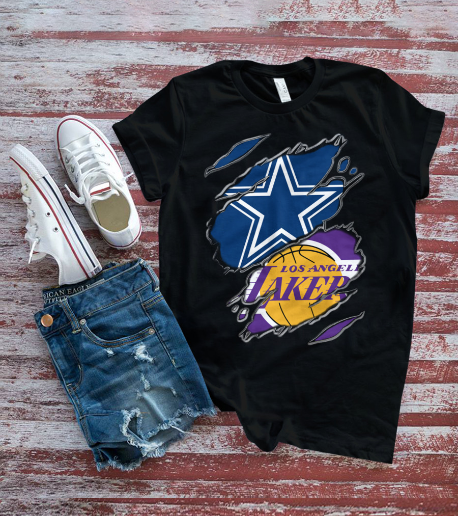 Dallas Cowboys Los Angeles Lakers Fan Crossover T-Shirt