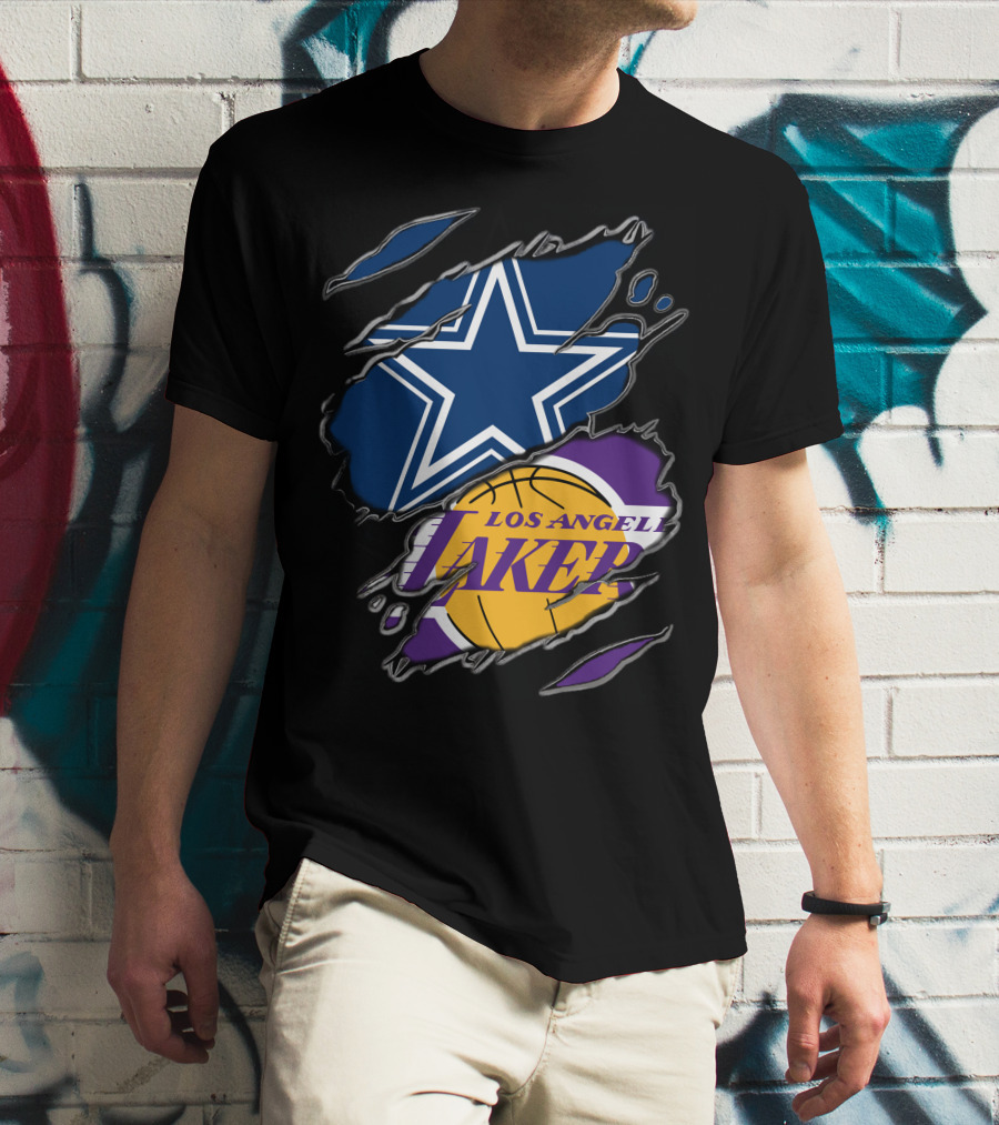 Dallas Cowboys Los Angeles Lakers Fan Crossover T-Shirt