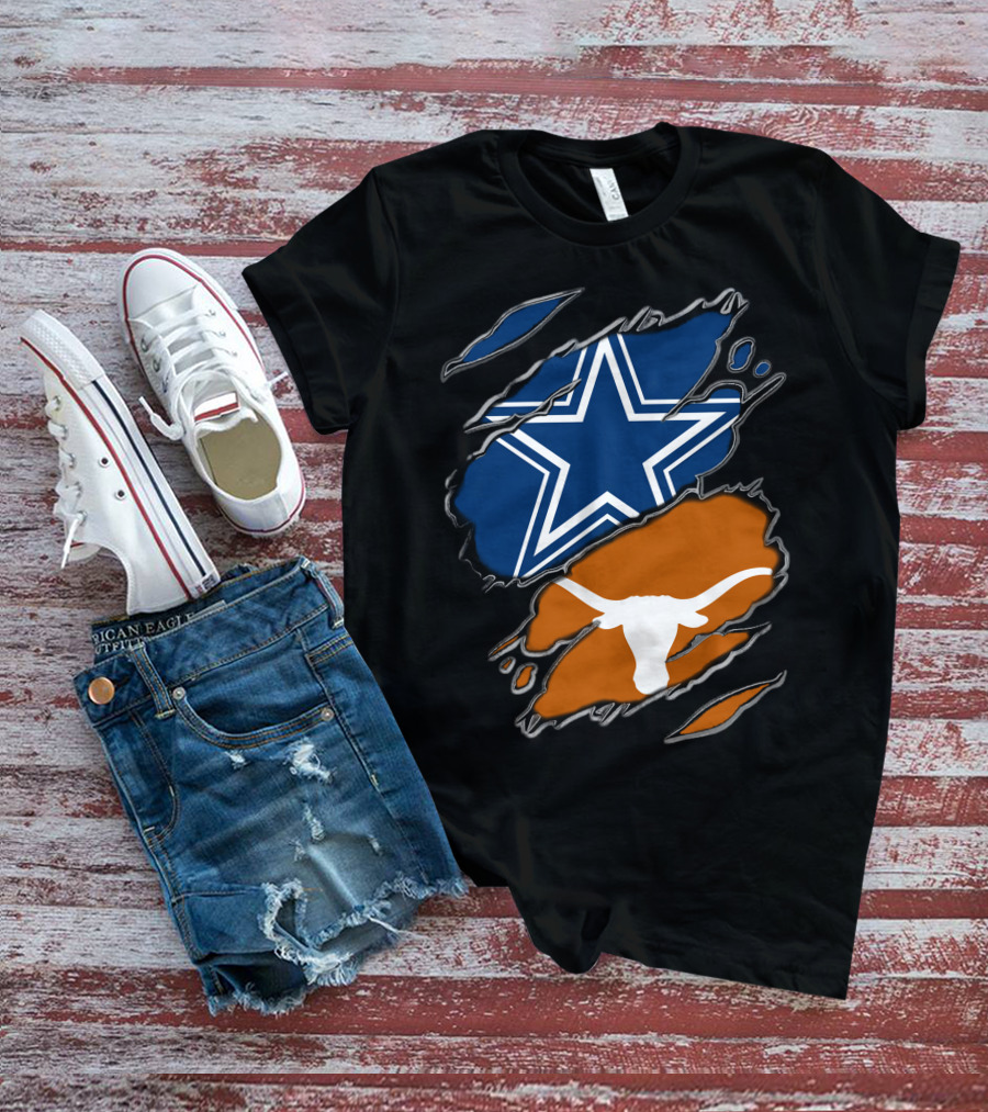 Dallas Cowboys Star And Texas Longhorns Logo T-Shirt