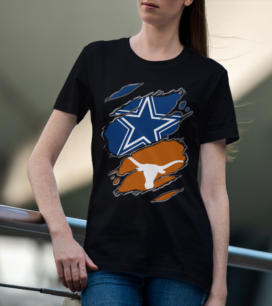 Dallas Cowboys Star And Texas Longhorns Logo T-Shirt