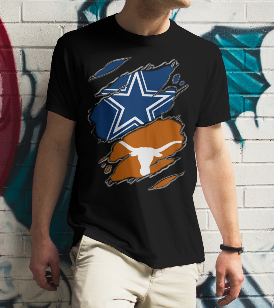 Dallas Cowboys Star And Texas Longhorns Logo T-Shirt