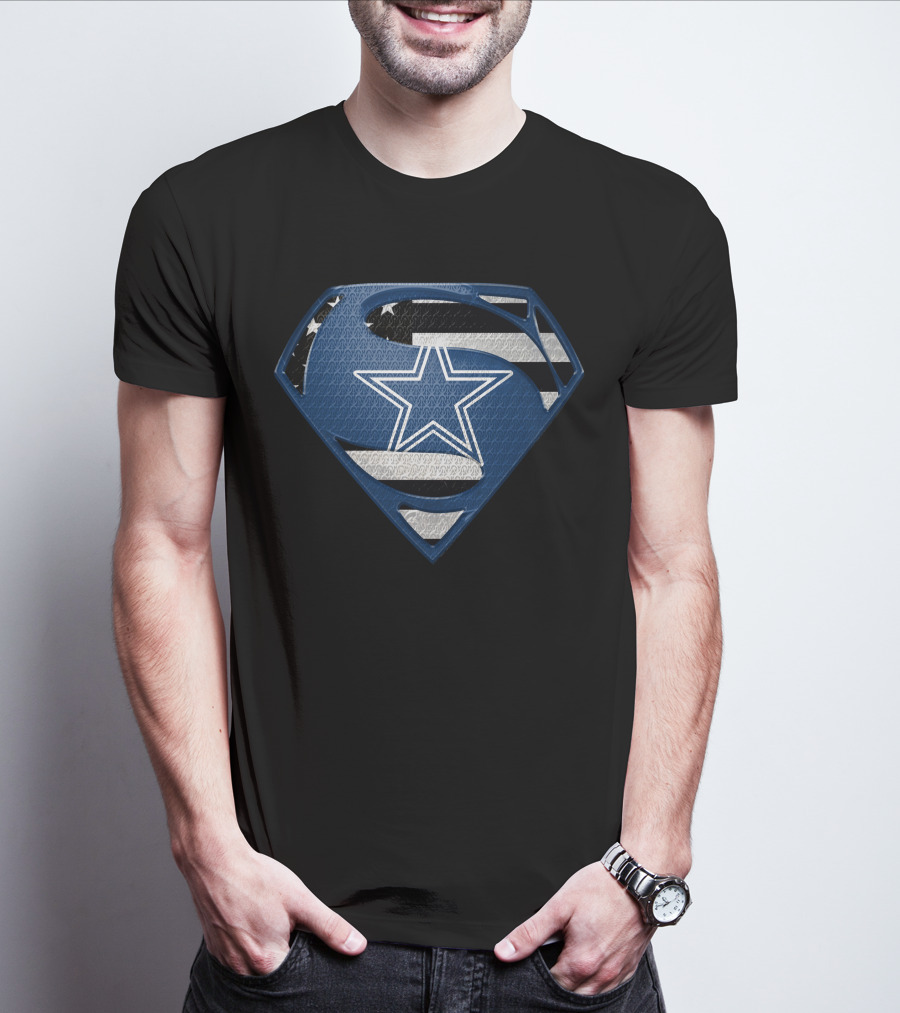 Dallas Cowboys Superman Star Emblem Flag T-Shirt