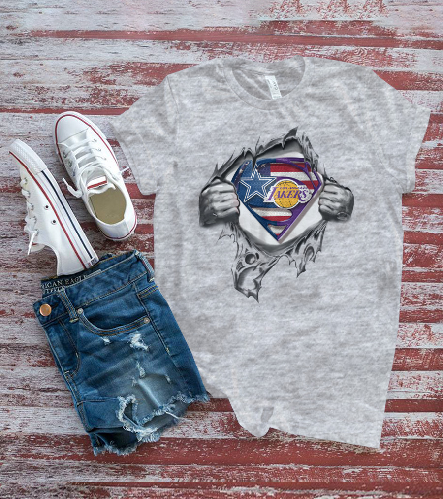 Dallas Cowboys Los Angeles Lakers Superman Logo Heroes T-Shirt