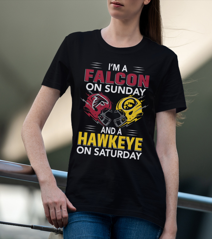 I'm A Falcon On Sunday And A Hawkeye On Saturday Football Helmets T-Shirt