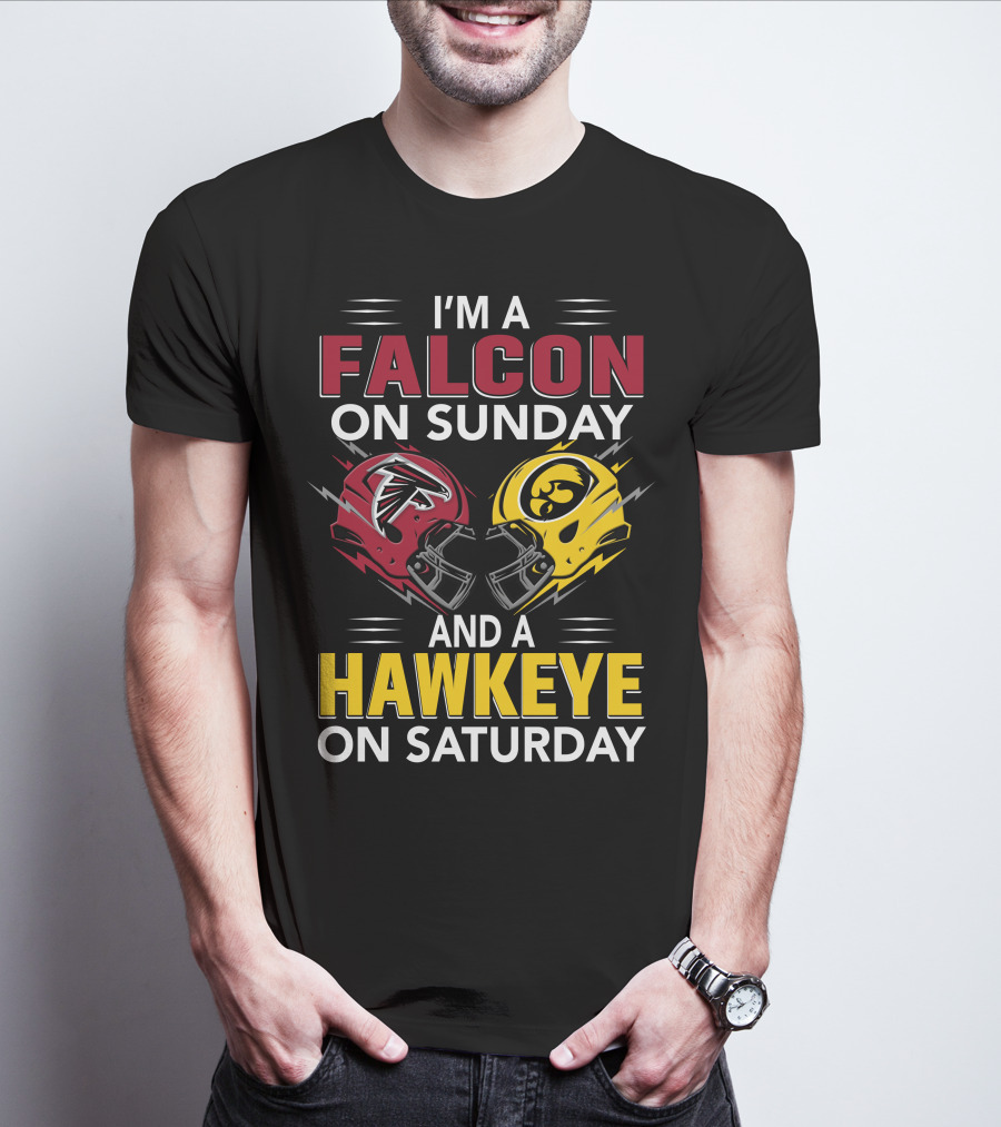 I'm A Falcon On Sunday And A Hawkeye On Saturday Football Helmets T-Shirt