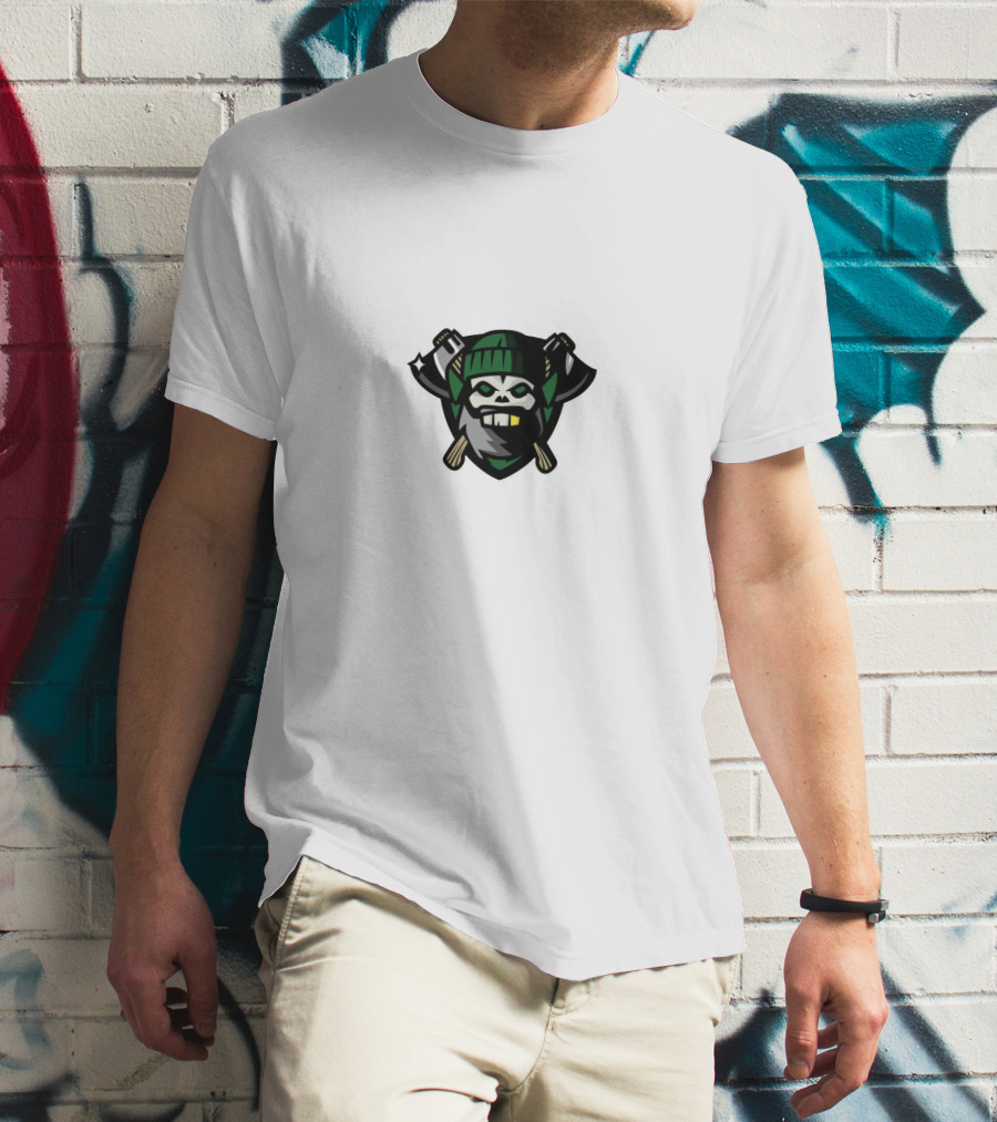 Chicago Huntsmen Skull With Crossed Axes And Green Beanie T-Shirt