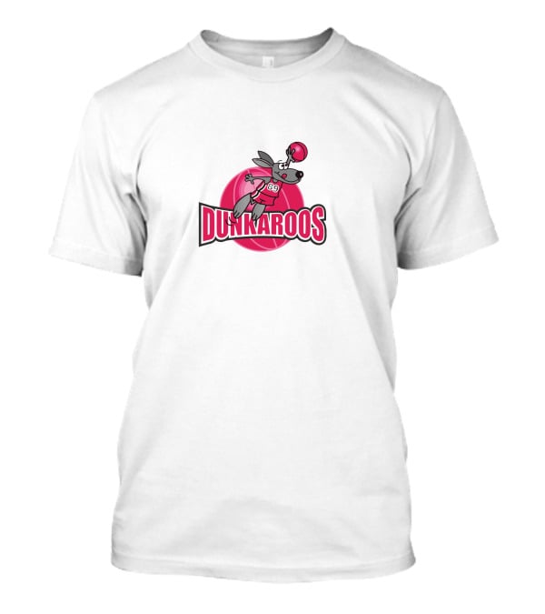 Dunkaroos Basketball Kangaroo With Jersey Number 89 Jumping On Pink Ball T-Shirt