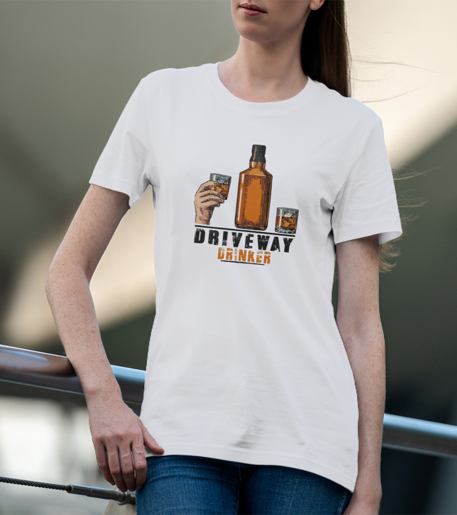 Driveway Drinker Whiskey Bottle And Glasses T-Shirt