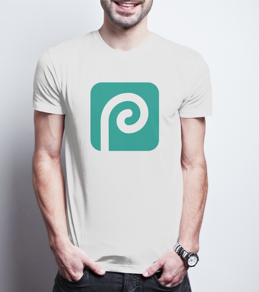 Photopea Logo Green Square Icon With White Curved P T-Shirt