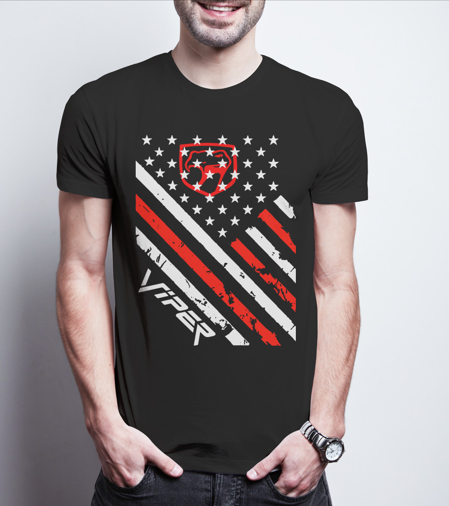 Dodge Viper American Flag Stripes And Stars T-Shirt