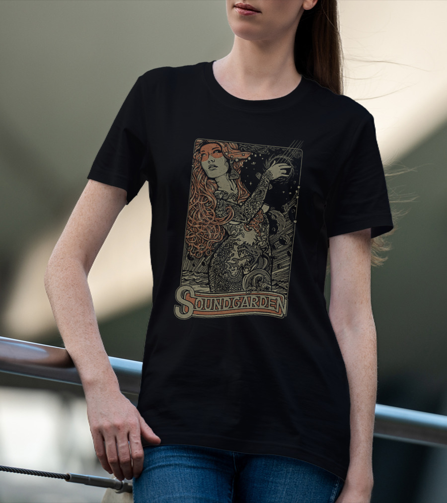 Soundgarden Psychedelic Art Nouveau Style Mystical Woman And Cosmic T-Shirt