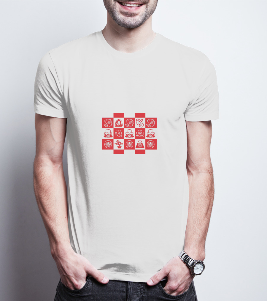 Uniqlo Omiyage Engimono Icons Red White Blocks T-Shirt