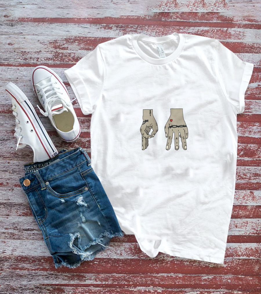 Post Malone Hand Tattoos Barbed Wire Heart T-Shirt