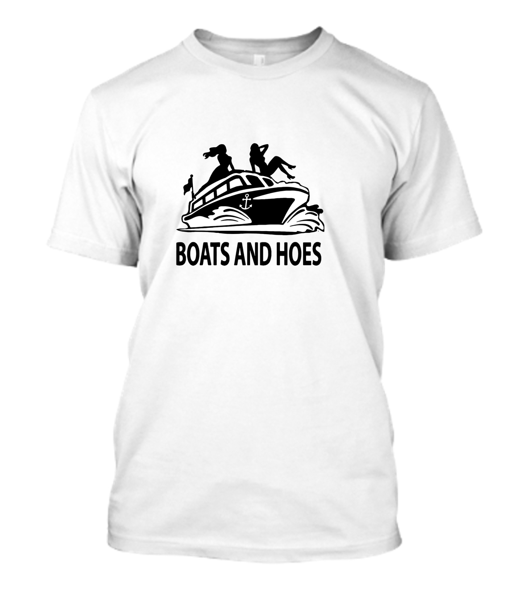 Boats And Hoes Song Inspired Yacht Silhouette With Anchor T-Shirt