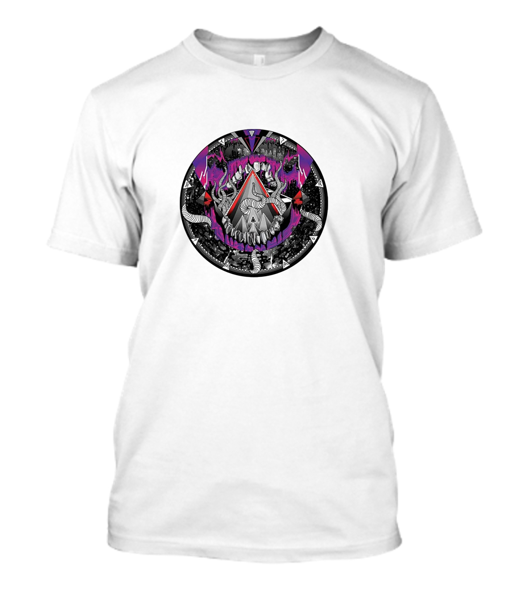 EPROM Psychedelic Triangle And Serpent Pattern With Purple And Black Elements T-Shirt