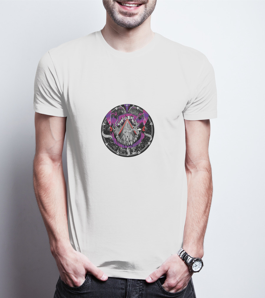 EPROM Psychedelic Triangle And Serpent Pattern With Purple And Black Elements T-Shirt