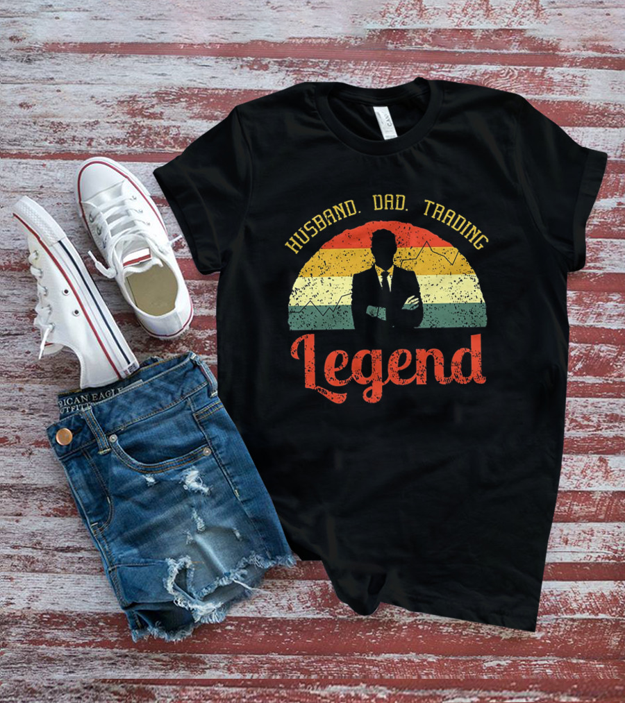 Husband Dad Trading Legend Vintage Style Silhouette Day Trader Investor T-Shirt