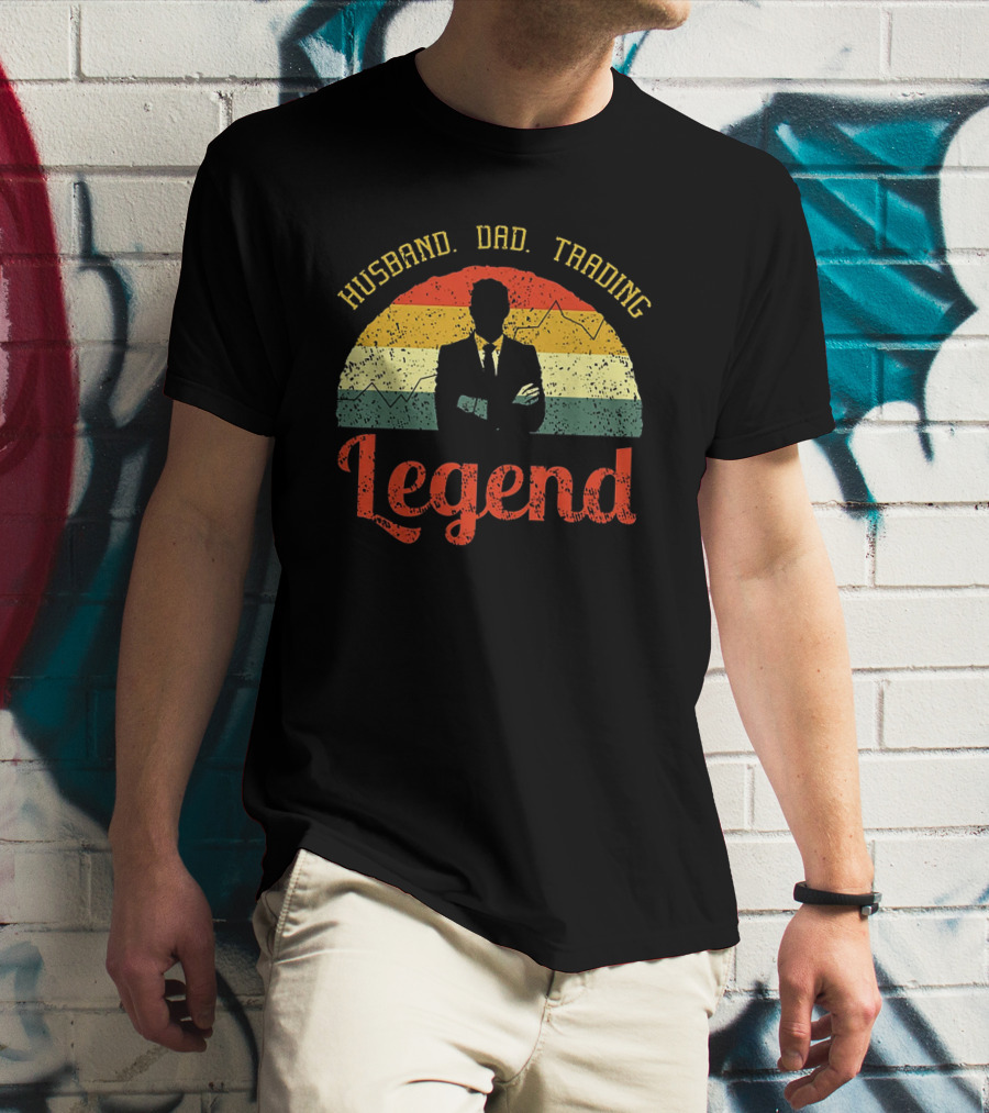 Husband Dad Trading Legend Vintage Style Silhouette Day Trader Investor T-Shirt