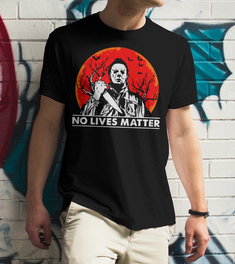 No Lives Matter Michael Myers Halloween Moon Knife Red Full Moon T-Shirt