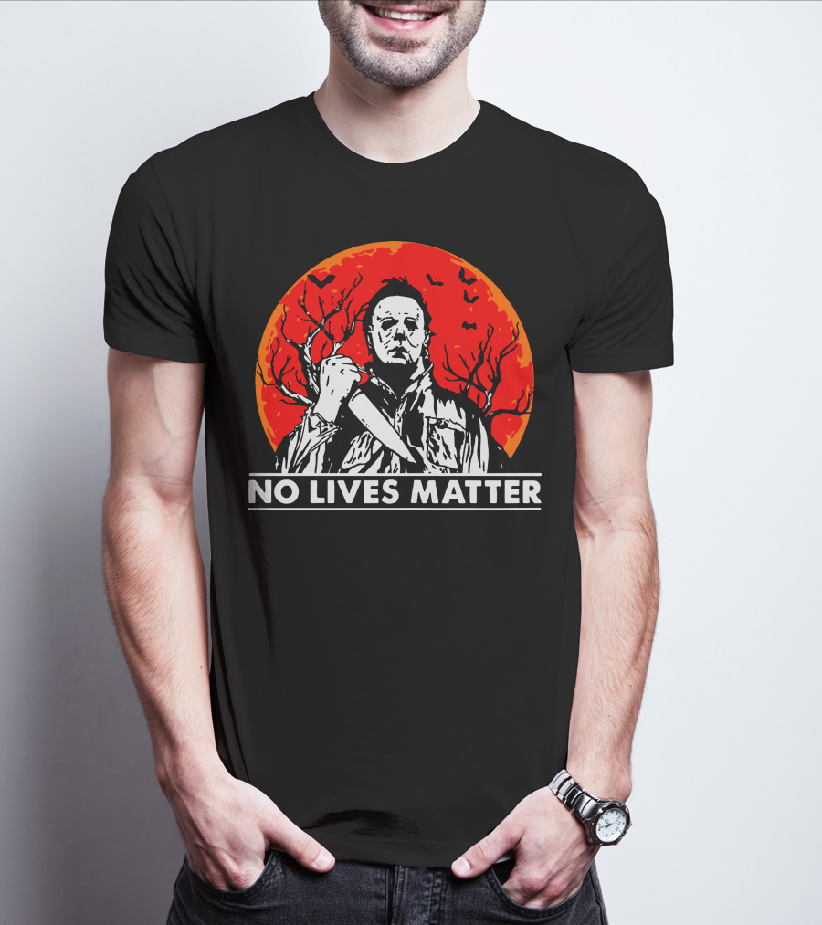 No Lives Matter Michael Myers Halloween Moon Knife Red Full Moon T-Shirt