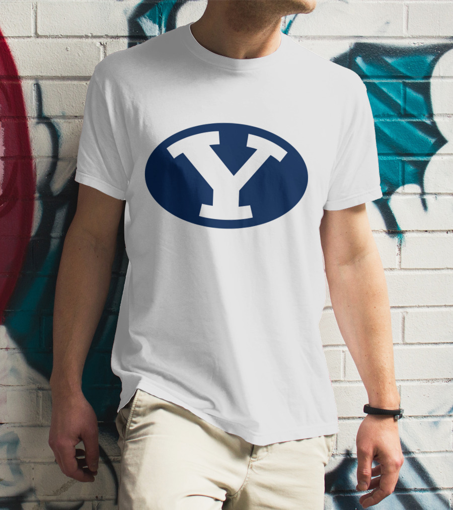 Brigham Young Cougars Y Logo Blue Oval T-Shirt