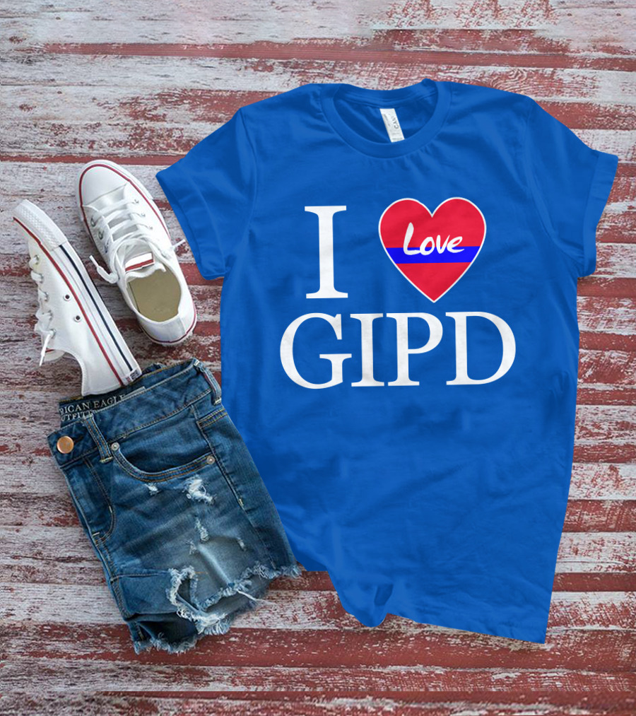 I Love GIPD Heart Symbol Blue Background T-Shirt